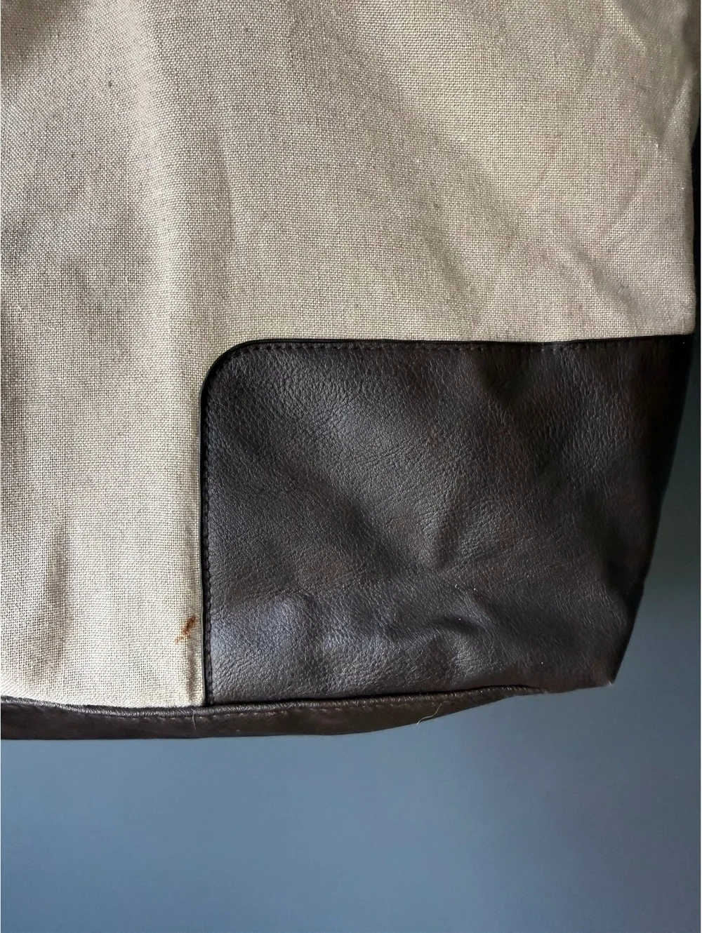 John Varvatos Large Canvas and Leather Tote Bag
